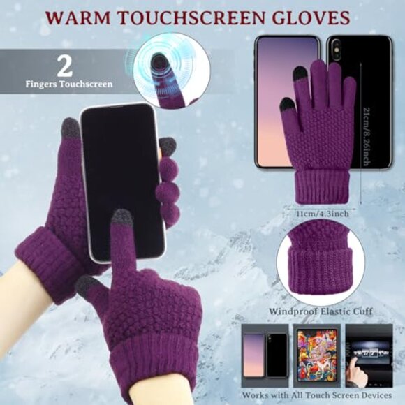 Winter Hat & Gloves Set - Knitted Touchscreen Mittens & Beanie main image 4
